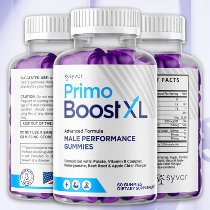 (3 Pack) Primo Boost XL Gummies, Official Primo Boost XL Gummys with All Natural Ingredients, Advanced PrimoBoost Health & Wellness Formula with Max Strength Active Lifestyle Vitamins (180 Gummies) - Maple Wellness Supplements