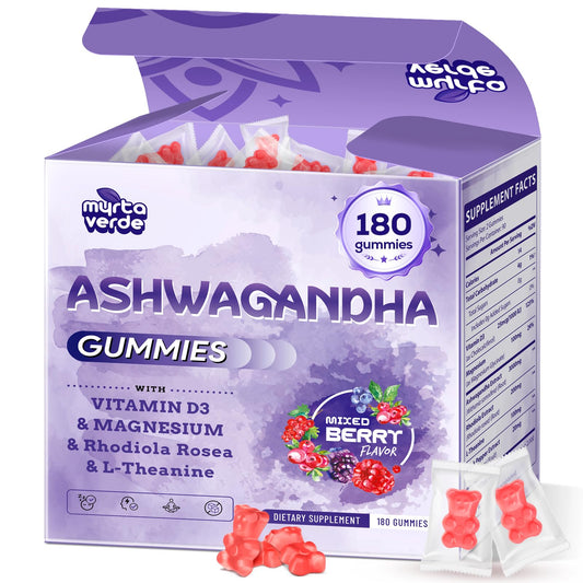 3000mg Ashwagandha Gummies for Women & Men, 180 Count | Extra Strength Ashwagandha Supplement for Stress, Relaxation & Immune Support | Magnesium, Rhodiola, L-Theanine, D3 | Sugar Free Mixed Berry - Maple Wellness Supplements