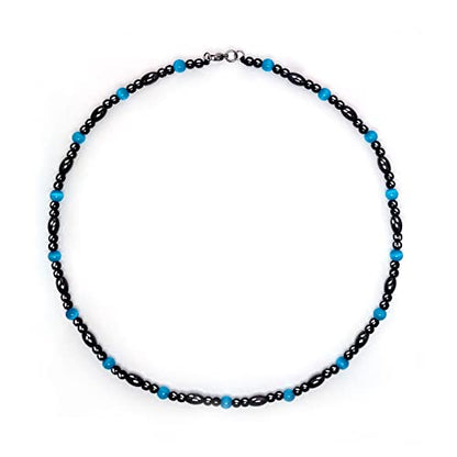Magnetic Therapy Necklace Hematite Necklace Black Obsidian Aquamarine Magnetic Necklace