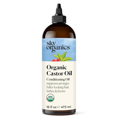 Sky Organics Organic Castor Oil (16 oz) USDA Certified Organic, 100% Pure, Cold Pressed