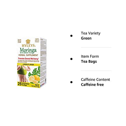 Hyleys Tea Moringa Oleifera with Lemon Flavor - 25 Tea Bags (Miracle Tree Tea) HYLEYSBuy Supplements Australia