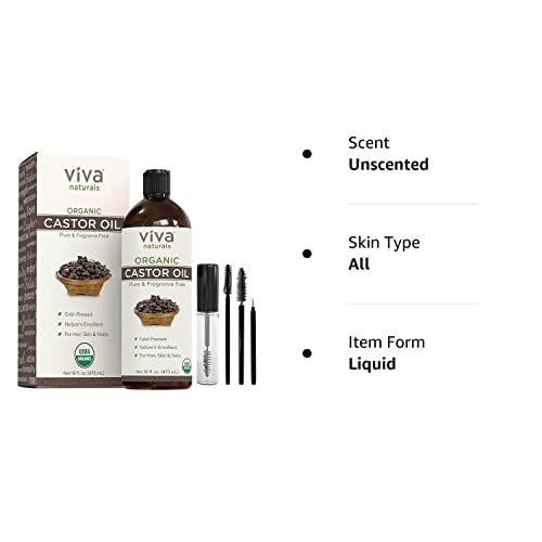 Viva Naturals Organic Castor Oil, 16 fl oz - Cold Pressed Castor Oil for Skin, Hair and Lashes - Traditionally Viva NaturalsBuy Supplements Australia