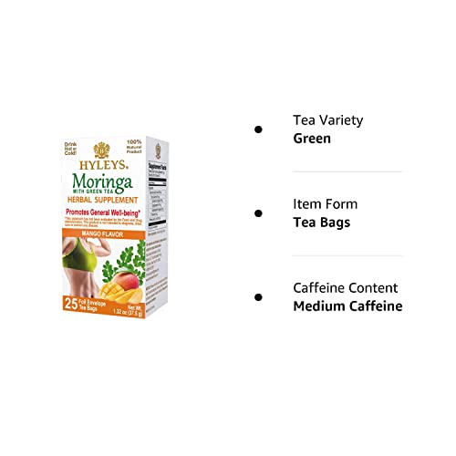 Hyleys Tea Moringa Oleifera with Mango Flavor - 25 Tea Bags (Miracle Tree Tea) HYLEYSBuy Supplements Australia