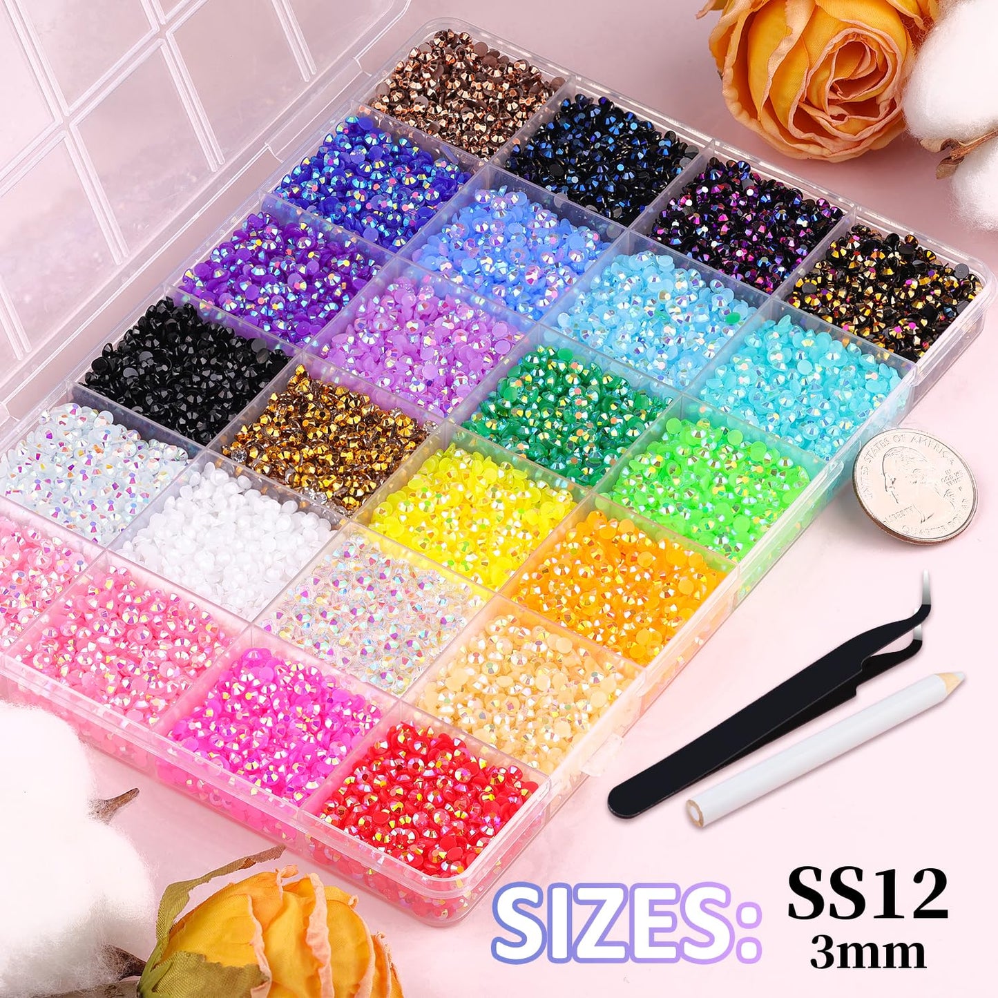 34000Pcs Resin Jelly Rhinestones for Bedazzling, Multicolor 3mm Flatback Gems - Maple Wellness Supplements
