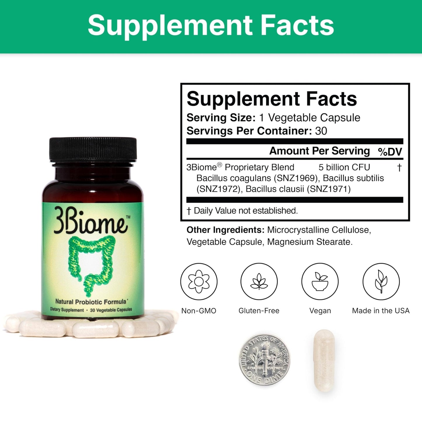 3Biome - Natural Probiotic Supplement - Non-GMO, Vegan, Gluten-Free - Maple Wellness Supplements