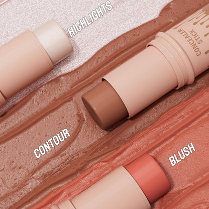 3Pcs Cream Contour Sticks Kit, Highlighter Stick Blush Stick Cream Contour Kit Makeup Set with Brush,Face Brightens & Shades Contour Stick Waterproof for Women - Maple Wellness Supplements