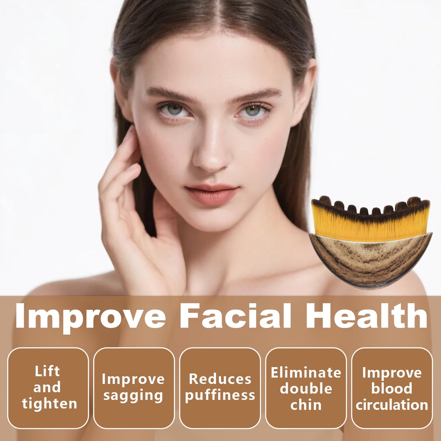 3PCS Lymphatic Contour Face Brush, Lymphatic Brush, Lymphatic Drainage Massager for Face, Chin & Jawline Sculpting,Ergonomically Designed to Fit The Skin Precisely - Maple Wellness Supplements