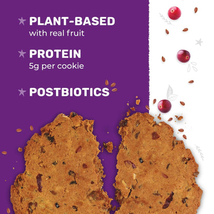 3PM Afternoon Bites Cranberry Flaxseed Cookies with Postbiotics, 5g of Protein, 15 Cookies - Maple Wellness Supplements