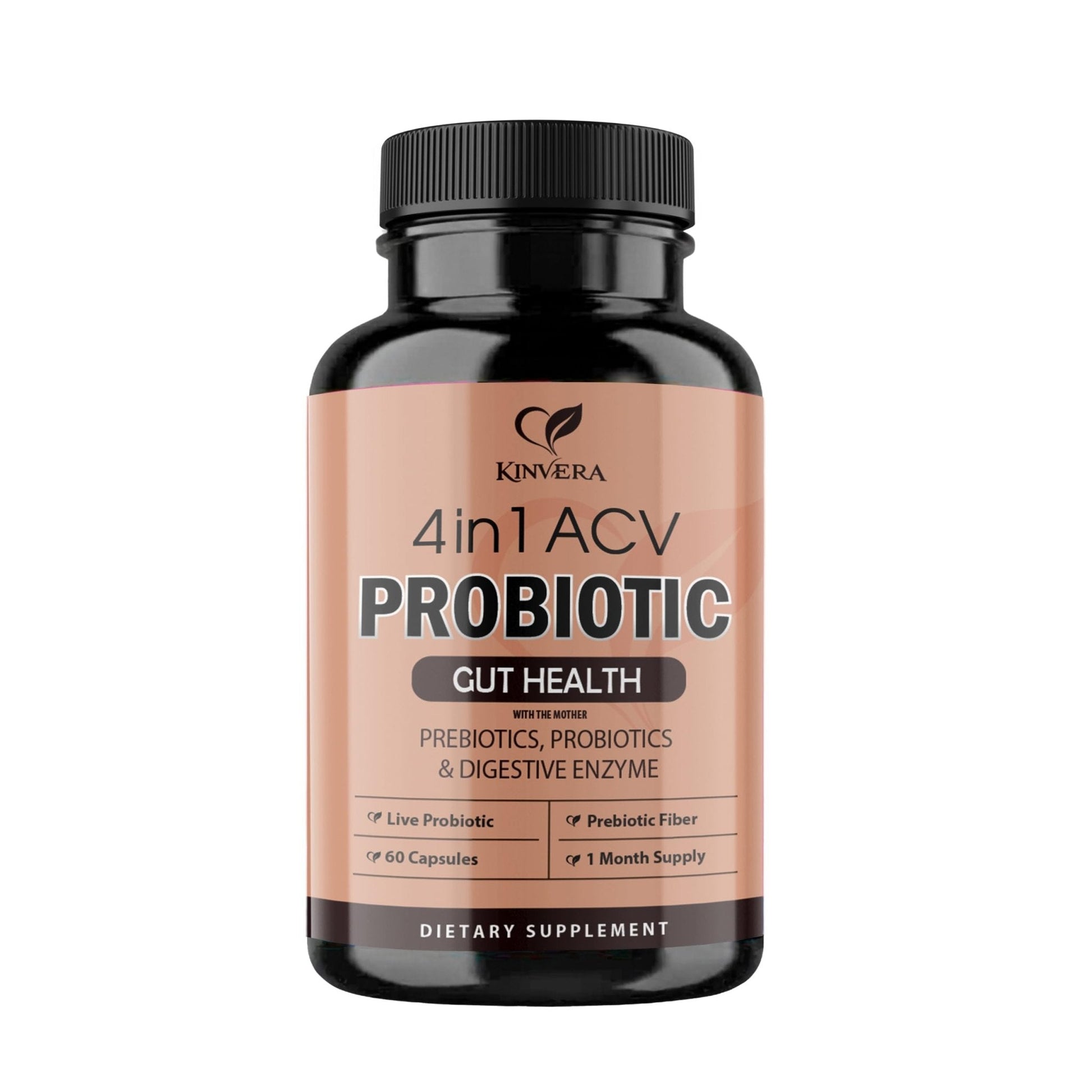 4-in-1 ACV Gut Formula – Apple Cider Vinegar, Prebiotics & Probiotics, Digestive Enzymes – Immune & Complete Digestion – 60 Veggie Capsules - Maple Wellness Supplements
