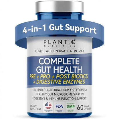4-in-1 Gut Health Support – Prebiotics + Probiotics + Postbiotics + Digestive Enzymes – DE111 Spore Probiotic for Digestive Support & Bloating - Maple Wellness Supplements