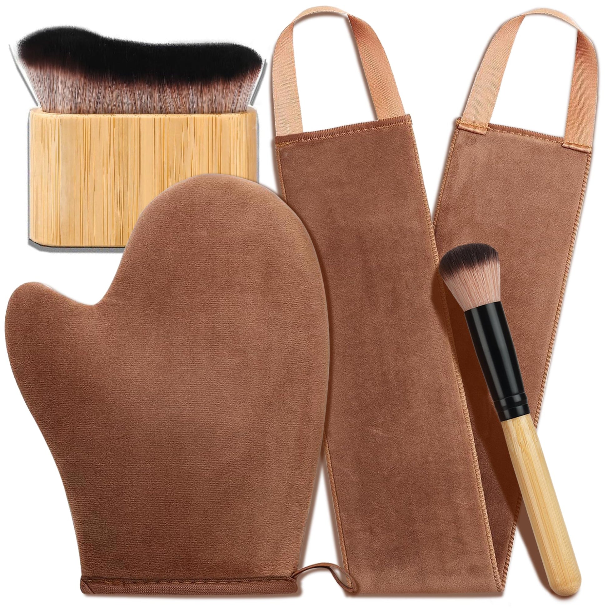 4 in 1 Luxury Velvet Tanning Mitt Self Tanning Mitt Applicator Self Tanner Brush Self Tanner Back Applicator - Maple Wellness Supplements