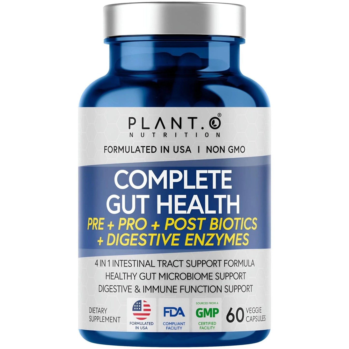 4-in-1 Prebiotic Probiotic & Postbiotic for Women & Men, Complete Gut & Digestive Support Supplement, Pre Post Probiotics & Digestive Enzymes 60 Capsules - Maple Wellness Supplements