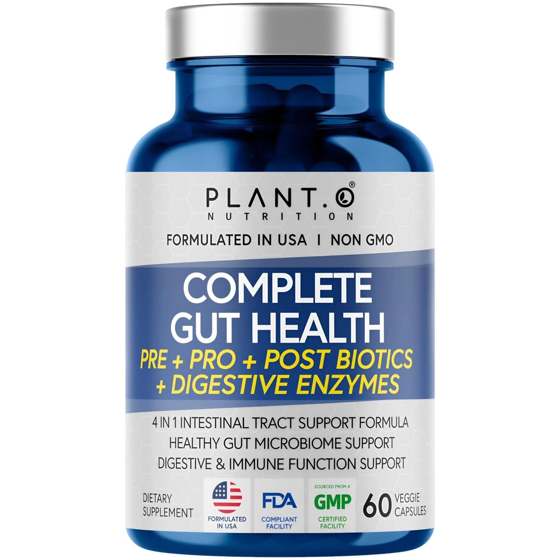 4-in-1 Prebiotic Probiotic & Postbiotic for Women & Men, Complete Gut & Digestive Support Supplement, Pre Post Probiotics & Digestive Enzymes 60 Capsules - Maple Wellness Supplements