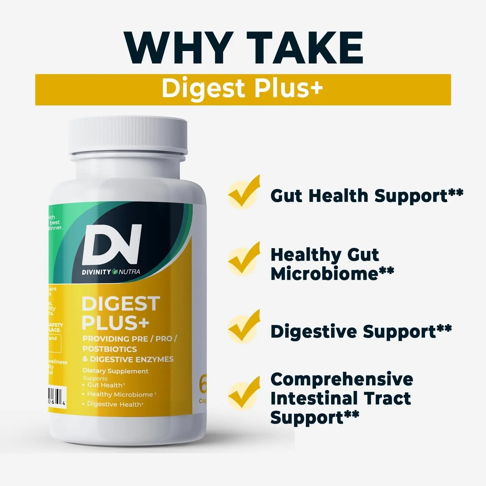 4-in-1 Prebiotic Probiotic & Postbiotic for Women & Men, Complete Gut & Digestive Support Supplement, Pre Post Probiotics & Digestive Enzymes 60 Capsules,Made in USA - Maple Wellness Supplements