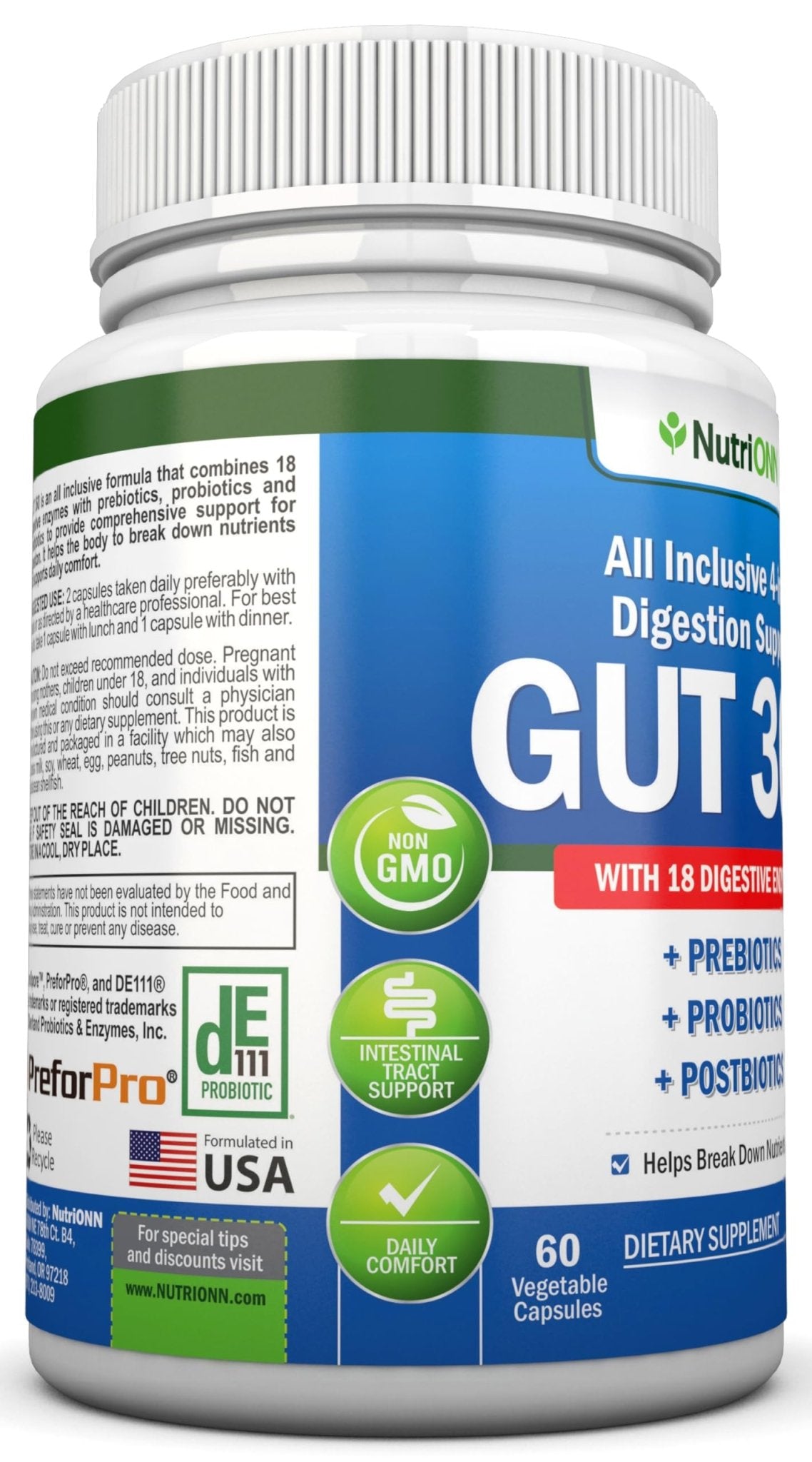 4-in-1 Probiotics, Prebiotics & Postbiotics with 18 Digestive Enzymes for Women & Men - Complete Gut & Digestive Support Supplement - Maple Wellness Supplements