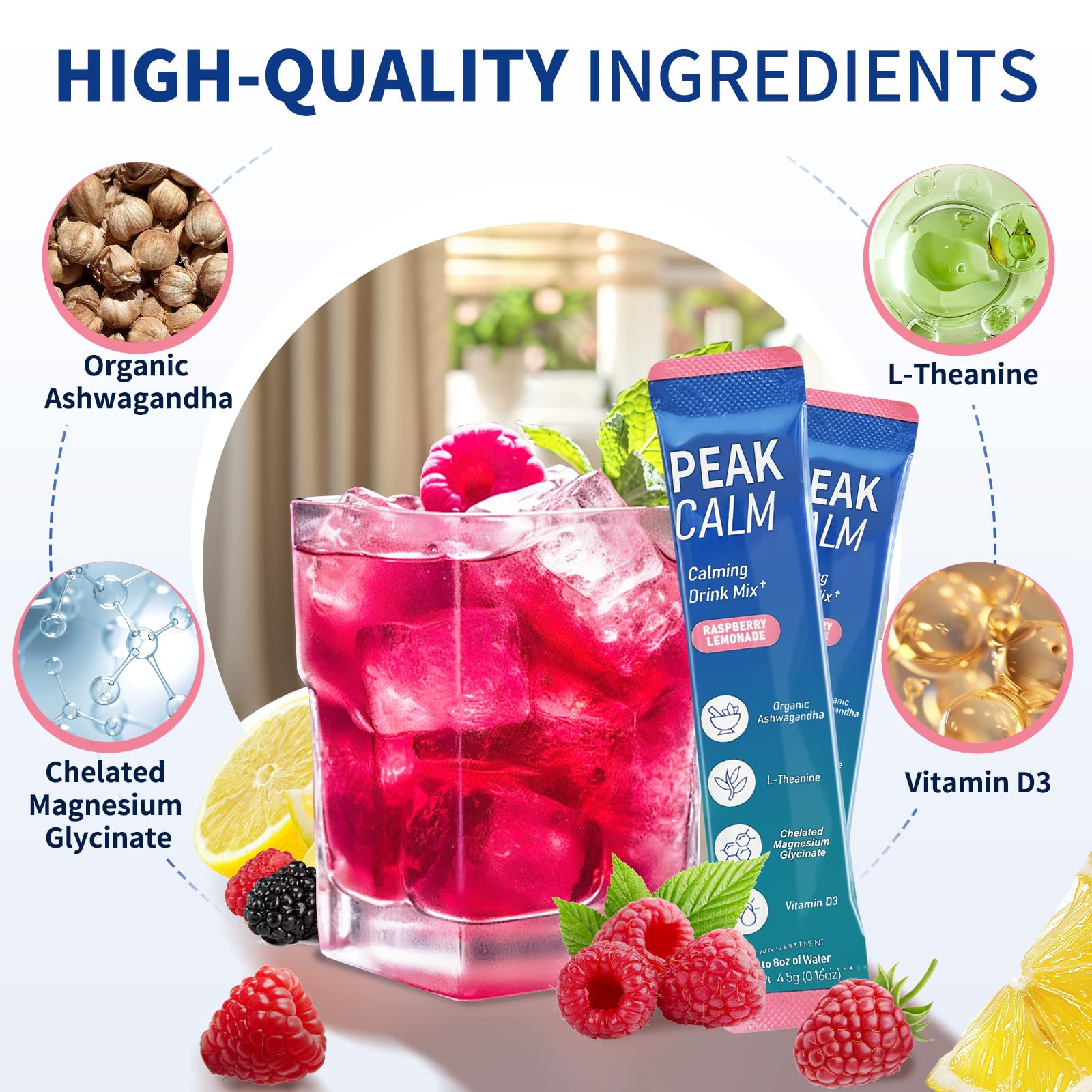 40 Count Super Cortisol Calm Drink with Magnesium Glycinate, Ashwagandha, L-Theanine & Vitamin D3 |Magnesium glycinate Powder for Relaxation, Focus & Sleep Support | Raspberry Lemonade | No Sugar - Maple Wellness Supplements