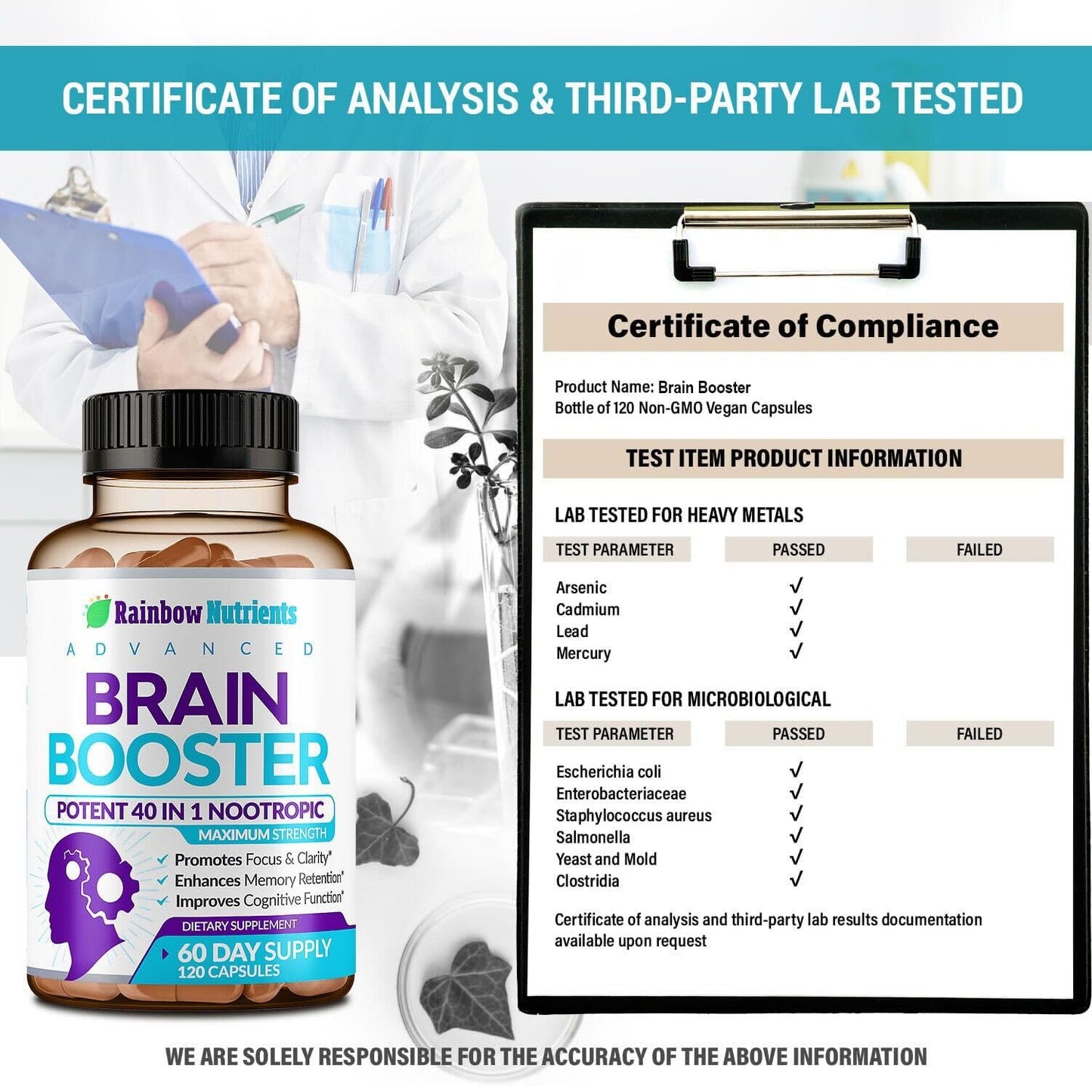 40-in-1 Brain Booster Supplements for Memory, Focus, Clarity, Energy, Performance - Maple Wellness Supplements