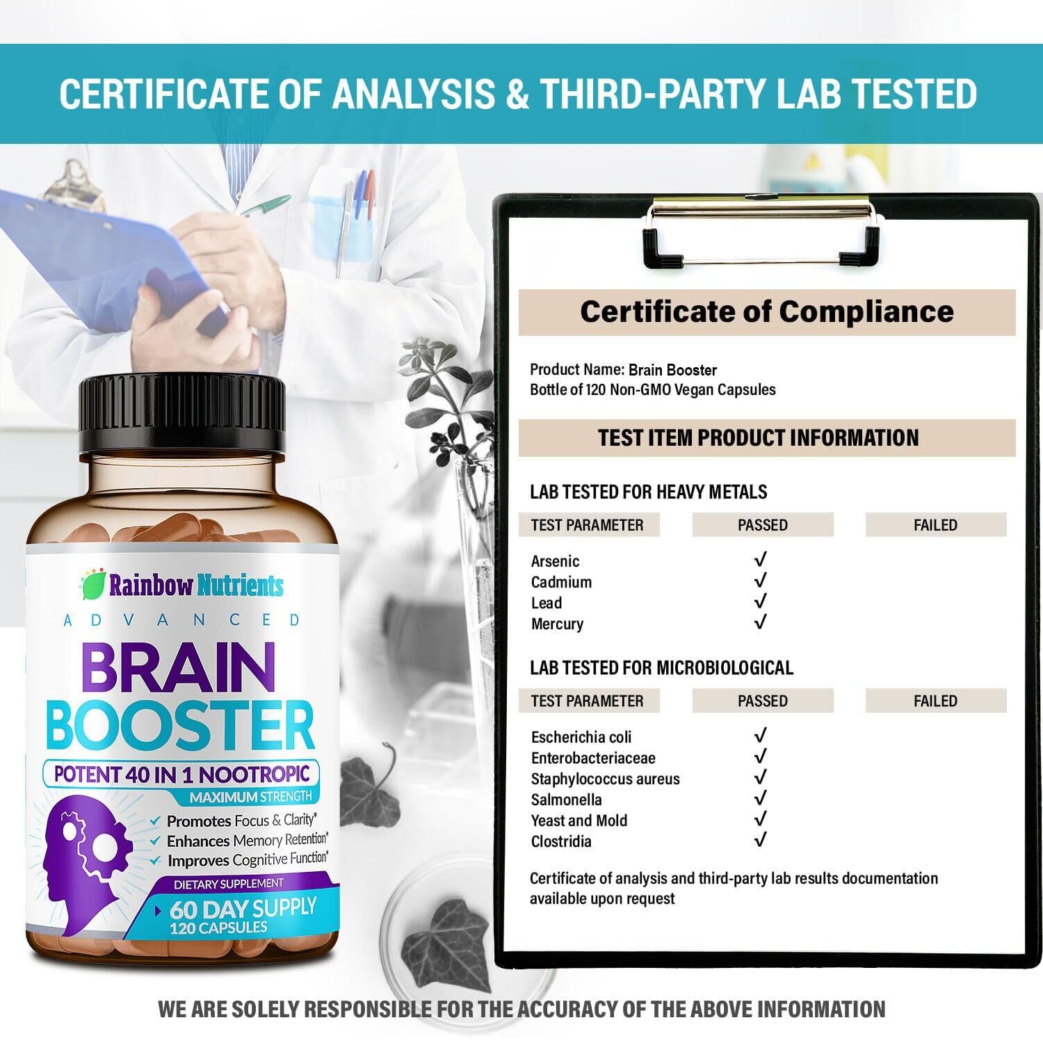 40-in-1 Brain Booster Supplements for Memory, Focus, Clarity, Energy, Performance - Maple Wellness Supplements