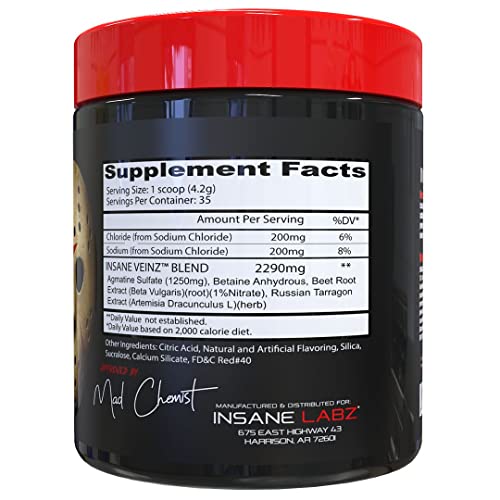 Insane Labz Insane Veinz Non Stimulant NO Enhancing Powder, Nitric Oxide Booster Insane LabzBuy Supplements Australia