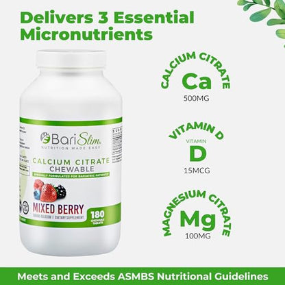 BariSlim Bariatric Calcium Citrate with Magnesium and Vitamin D Tabs - 500 mg of Calcium BariSlimBuy Supplements Australia