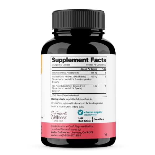Sandhu's Beet Root Powder Capsules with Bioperine| 60 Capsules, 60 Days Supply Sandhu'sBuy Supplements Australia