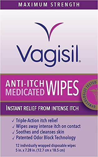 Vagisil Anti-Itch Medicated Wipes, Maximum Strength 12 ea (Pack of 9) VagisilBuy Supplements Australia