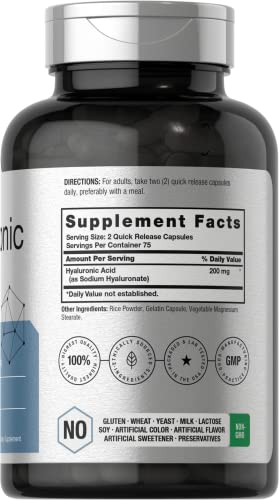 Hyaluronic Acid Supplement | 200 mg | 150 Capsules | Non-GMO and Gluten Free Supple HorbäachBuy Supplements Australia