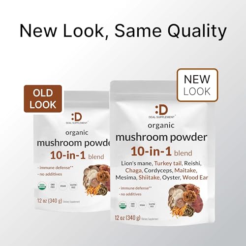 Organic Mushroom Powder Supplement, 12oz – 10 in 1 Active Blend – Turkey Tail, Lions Mane DEAL SUPPLEMENTBuy Supplements Australia