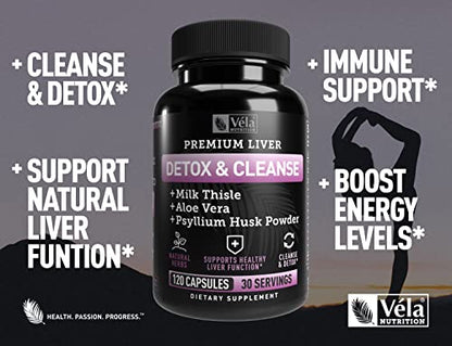 Véla Colon Cleanse & Liver Detox Formula Cleanse - 22 Herbs with Milk Thistle, Turmeric VélaBuy Supplements Australia