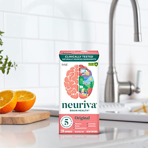 NEURIVA Original Decaffeinated Clinically Tested Nootropic Brain Supplement for Memory, Focus & Concentration, NeuroFactor & Phosphatidylserine, 28ct Capsules NEURIVABuy Supplements Australia