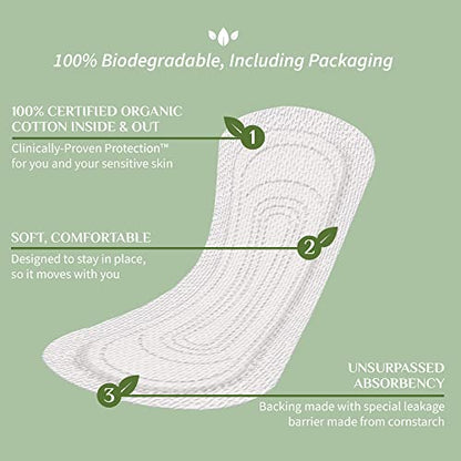 Organyc 100% Certified Organic Cotton Folded Panty Liner, Ultra Thin, Light Flow, 24 Count OrganycBuy Supplements Australia