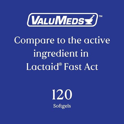 ValuMeds Fast Acting Dairy Relief Lactose Enzymes, 120 Softgels, Help Prevent Gas ValuMedsBuy Supplements Australia
