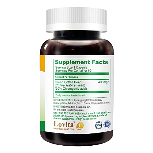 Lovita High-Potency Green Coffee Extract: 1600mg Equivalent, 50% Chlorogenic Acid LovitaBuy Supplements Australia