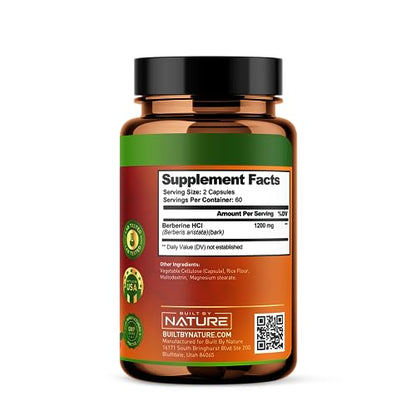 Berberine 1200mg - 100% Pure Berberine HCl Supplement, High Strength Berberine Built by NatureBuy Supplements Australia