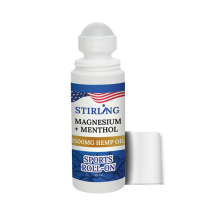 Stirling Menthol Roll On Lotion with Magnesium and 1500mg Pure Hemp - Non-GMO, THC-Free - Fast-Acting Relief for Sore Muscles and Joints, Reduces Swelling and Redness, Promotes Post-Workout Recovery STIRLINGBuy Supplements Australia