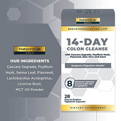 Nature's Lab Gold 14 Day Colon Cleanse* - Blend of Probiotics, Fiber, Flavonoids Nature's LabBuy Supplements Australia