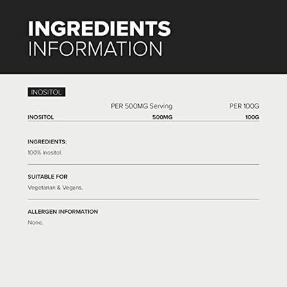 Bulk Pure Inositol Powder, 100 g, Packaging May Vary BulkBuy Supplements Australia