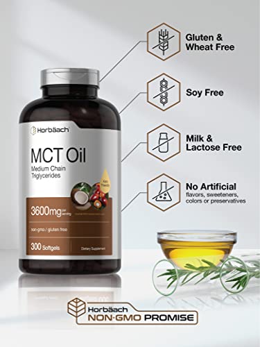 Keto MCT Oil Capsules 3600mg | 300 Softgels | Coconut Oil Pills | Non-GMO and Gluten HorbäachBuy Supplements Australia