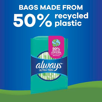 Always Ultra Thin, Feminine Pads For Women, Size 1 Regular Absorbency, With Wings, Unscented, 46 Count AlwaysBuy Supplements Australia
