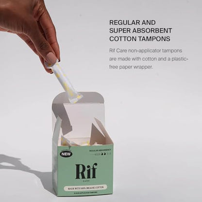 Rif Care Organic Cotton Non Applicator Tampons Regular Absorbency 18 Count Rif careBuy Supplements Australia