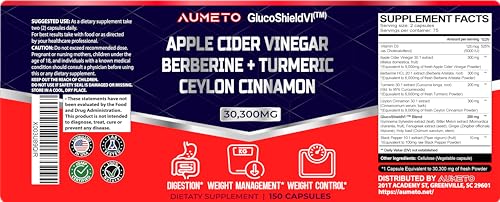 Apple Cider Vinegar 9000mg Berberin 6000mg Ceylon Cinnamon 9000mg Turmeric 6000mg AUMETOBuy Supplements Australia