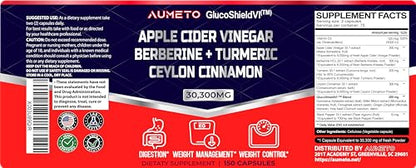 Apple Cider Vinegar 9000mg Berberin 6000mg Ceylon Cinnamon 9000mg Turmeric 6000mg AUMETOBuy Supplements Australia