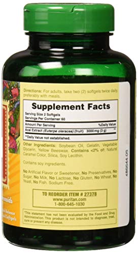 Puritan's Pride Triple Strength Acai 3000 MG, 120 Count Puritan's PrideBuy Supplements Australia