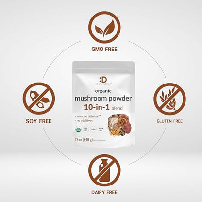 Organic Mushroom Powder Supplement, 12oz – 10 in 1 Active Blend – Turkey Tail, Lions Mane DEAL SUPPLEMENTBuy Supplements Australia
