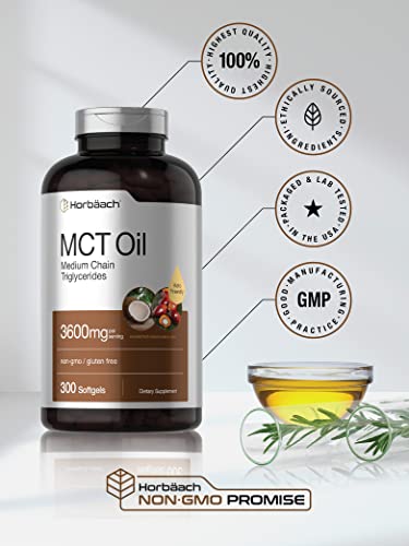 Keto MCT Oil Capsules 3600mg | 300 Softgels | Coconut Oil Pills | Non-GMO and Gluten HorbäachBuy Supplements Australia