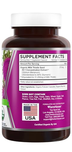 FarmHaven USDA Organic Milk Thistle Capsules | 11250mg Strength | 30X Concentrated FarmHavenBuy Supplements Australia