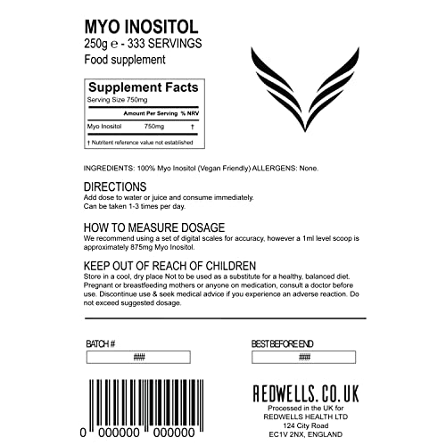 Myo Inositol Powder REDWELLS PCOS & Fertility GMO Free Vegan - 250g Pack REDWELLSBuy Supplements Australia