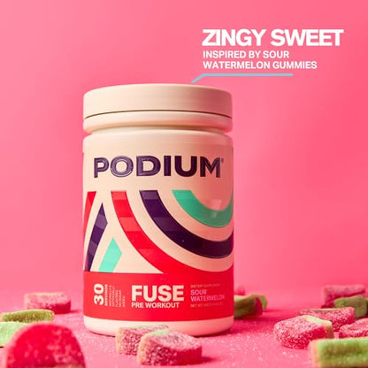 Podium Nutrition, Fuse Pre Workout Powder, Sour Watermelon, 30 Servings, Beta Alanine Podium NutritionBuy Supplements Australia