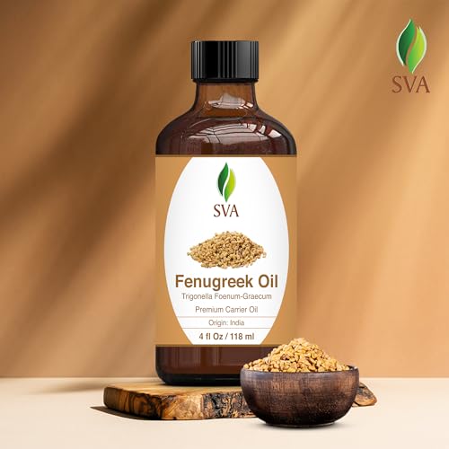 SVA Fenugreek Oil 4oz (118ml) Premium Carrier Oil with Dropper for Hair Care, Hair Oiling, Scalp Massage SVA ORGANICSBuy Supplements Australia