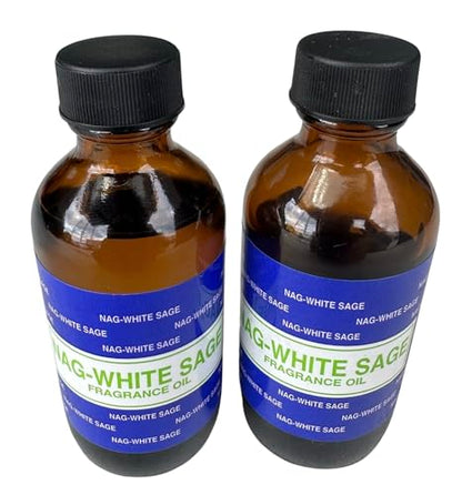 Premium Fragrance Oil 2 Bottles Nag-Musk or Nag-White Sage, 2 Ounces Each in a Glass Bottle GenericBuy Supplements Australia